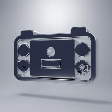 Chrome Portable video game console icon isolated on grey background. Handhe.. Stock Illustration