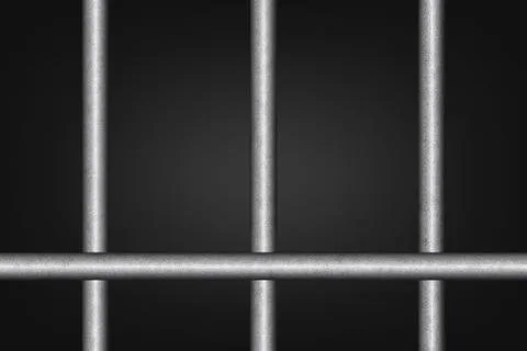 Chrome prison bars on black background Stock Photos