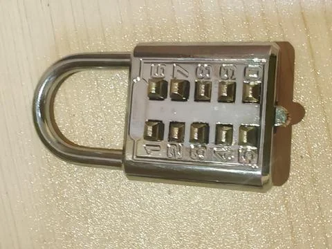 Chrome Push-Button Combination Padlock Stock Photos