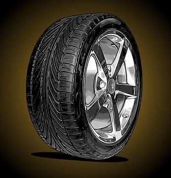 Chrome racing car wheels vector template Stock Illustration