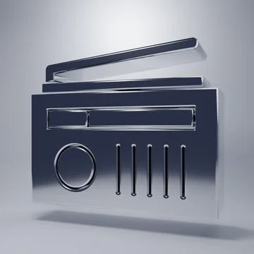 Chrome Radio with antenna icon isolated on grey background. Minimalism conc.. Stock Illustration