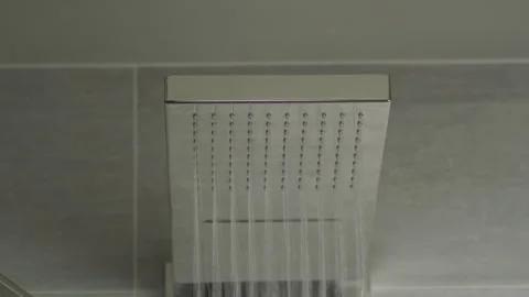 Chrome rain shower head Stock Footage 260354398