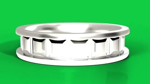 Chrome ring triggered by light cue, rotating and tilting to showcase reflections Stock Footage 339198095