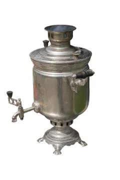 Chrome samovar isolated on white background old Stock Photos
