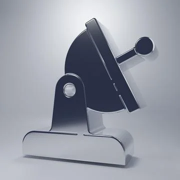 Chrome Satellite dish icon isolated on grey background. Radio antenna, astr.. Stock Illustration