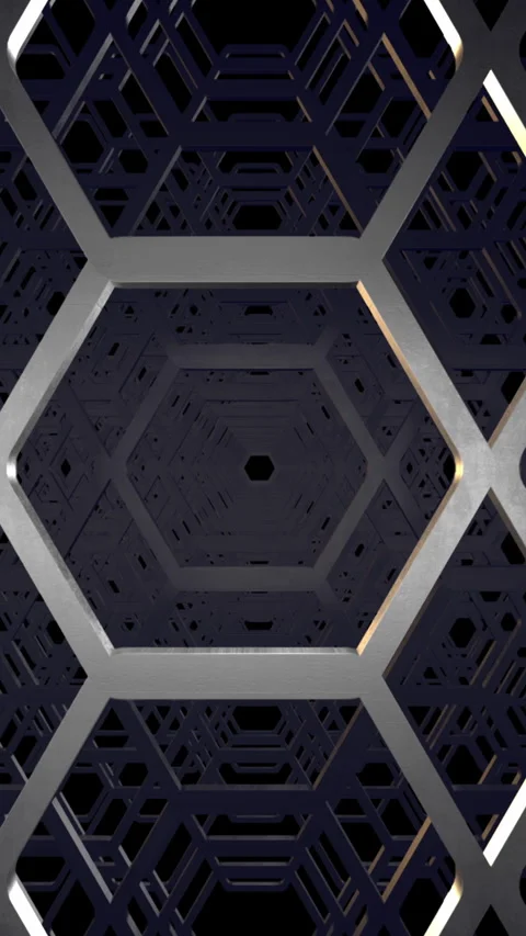 Chrome Science Fiction Flythrough 3D Animation Seamless Loop Intro Vertical Stock Footage 246379129