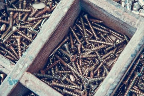 Chrome screws Foto stock