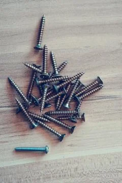 Chrome screws Foto stock