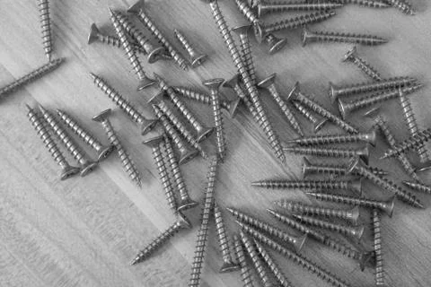 Chrome screws Foto stock