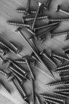 Chrome screws Foto stock