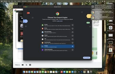 Chrome Search Engine Selection Screen Stock Photos
