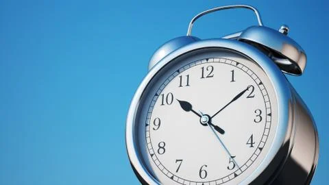 Chrome shiny clock with clipping path . 스톡 일러스트