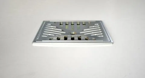 Chrome shower floor drain closeup Stock-Illustration