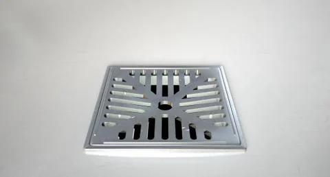 Chrome shower floor drain closeup Stock-Illustration