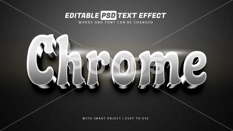 Chrome silver 3d text effect PSD Template
