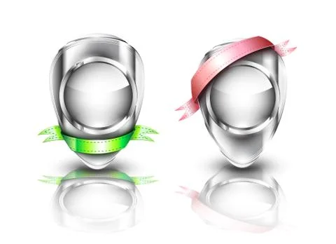 Chrome silver protective badges Stock Illustration