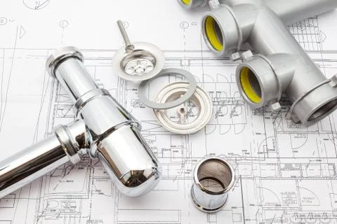 Chrome siphon and plan Stock Photos