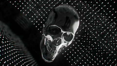 Chrome Skull Digital Art Dark Background 스톡 동영상 315150984
