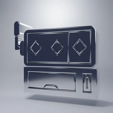 Chrome Slot machine icon isolated on grey background. Minimalism concept. 3.. Stock Illustration