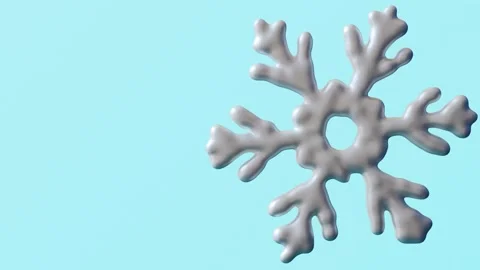 Chrome snowflake 3D animation with copy space Video stock 308157435