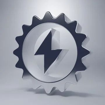 Chrome Solar energy panel icon isolated on grey background. Sun with lightn.. Stock Illustration