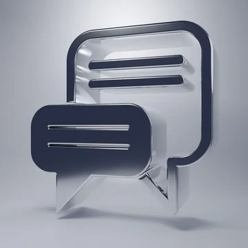 Chrome Speech bubble chat icon isolated on grey background. Message icon. C.. Stock Illustration