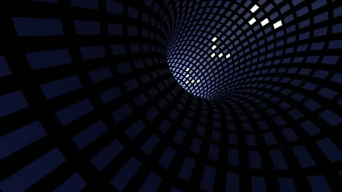 Chrome sphere moving through a psychedelic tunnel - 3D rendering 스톡 동영상 294916811