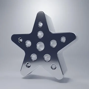 Chrome Starfish icon isolated on grey background. Minimalism concept. 3D re.. Stock Illustration