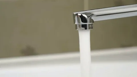 The chrome tap in bathroom. Close-up Stock Footage 69104501
