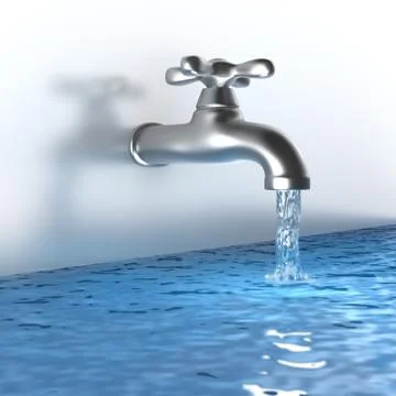Chrome tap with a water stream Stock Illustration