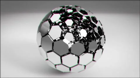 Chrome Tech Sphere Unfolding on white background Stock Footage 244466399