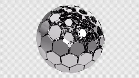Chrome Technology Sphere Unfolding On Transparent background Stock Footage 244483420