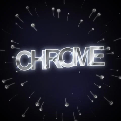 Chrome Text with Abstract Metallic Flower Shape and Particles on Dark Backg.. Stock Footage 346284040