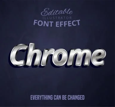 Chrome text, editable font effect Stock Illustration