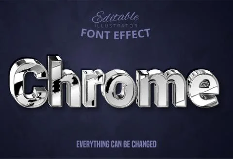 Chrome text, editable font effect Stock Illustration