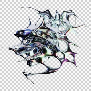 Chrome type with futuristic 3D render and iridescent metallics Stock Illustration