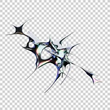 Chrome type in futuristic 3D render with iridescent metallics Stock Illustration