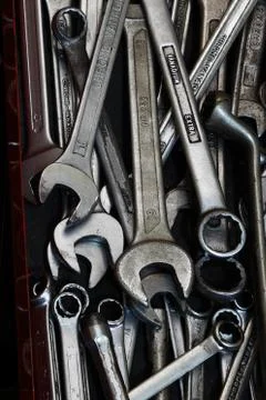 Chrome vanadium wrenches tool kit Stock Photos
