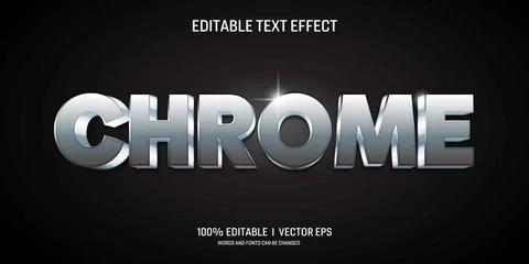 Chrome vector 3d text effect with modern style design Stock Illustration