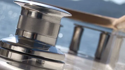 Chrome winch on sailing boat  Stock Footage 36176467
