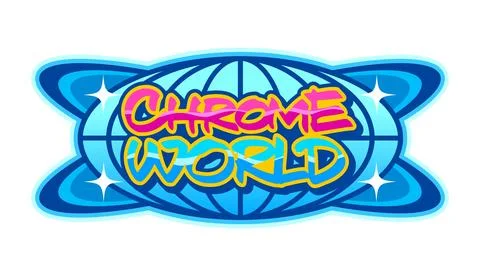 Chrome world globe Y2K retro icon or emblem Stock Illustration