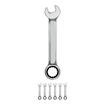 Chrome wrench tool cartoon vector graphic Ilustração Stock
