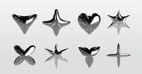Chrome y2k abstract shapes. 스톡 일러스트