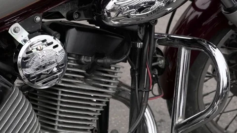 Chromed motorcycle engine Stock-Footage 88686715