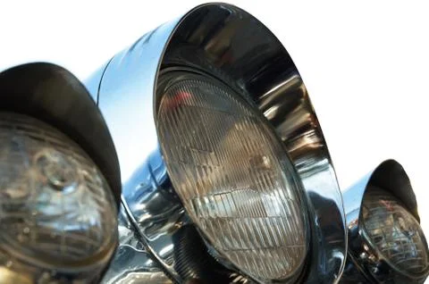Chromed motorcycle headlights Stock Photos