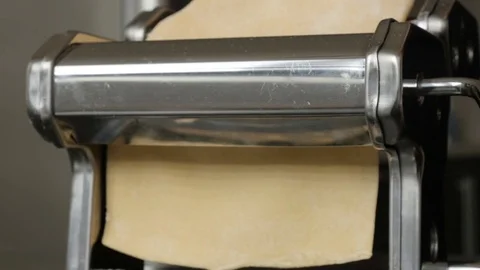 Chromed pasta machine and processed dough Video stock 77724727