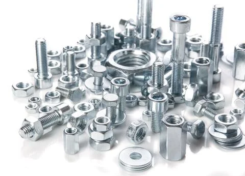 Chromeplated bolts and nuts Stock Photos