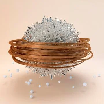 Chroming sphere with random spikes Stock Illustration