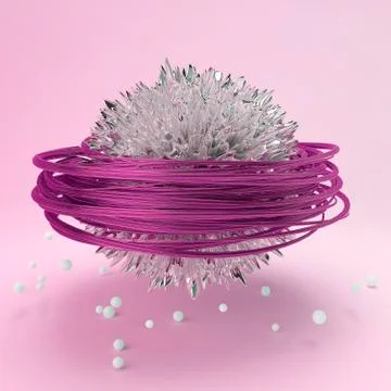 Chroming sphere with random spikes Stock Illustration