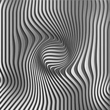 Chromium abstract silver stripe pattern background.Optical illusion, twisted Stock Illustration